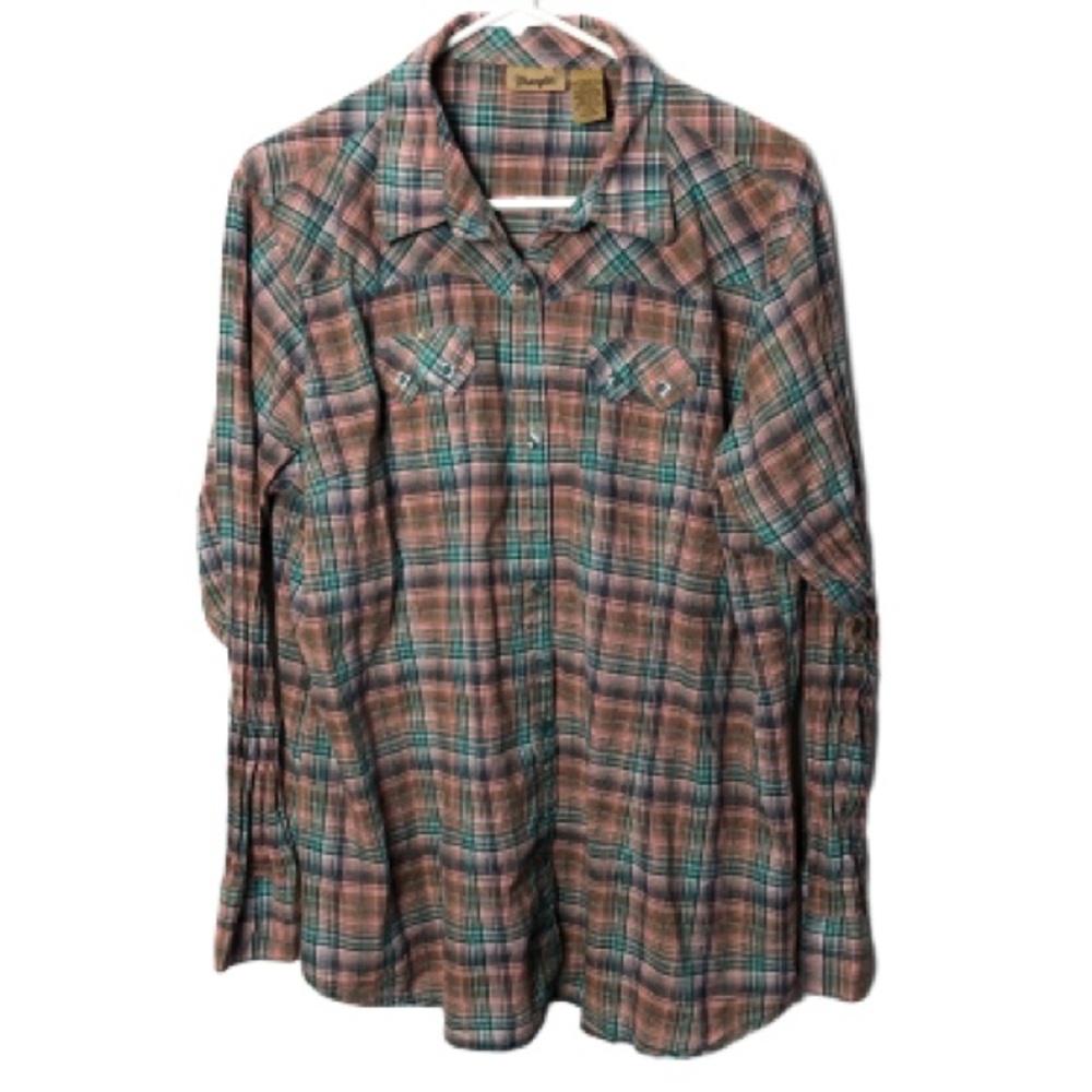 Wrangler snap down western shirt turquoise